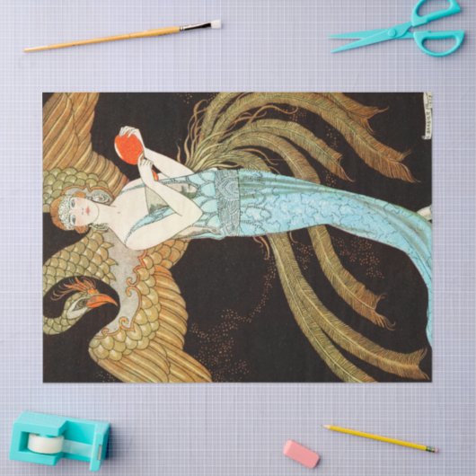 Papier Mousseline Femme En Robe Bleue (Artisanat)