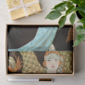 Papier Mousseline Femme En Robe Bleue (Cadeau)