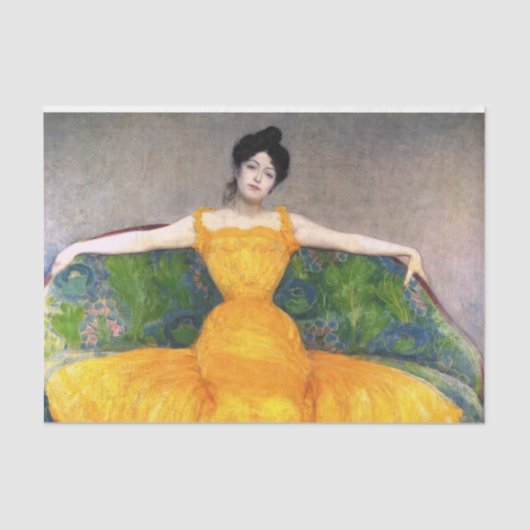 Papier Mousseline Femme en robe jaune (par Max Kurzweil) (Recto)