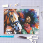 Papier Mousseline Femme équestre afro - Western Horse Rider II (Artisanat)