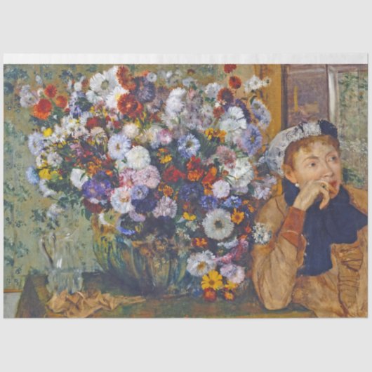 Papier Mousseline Femme et vase de fleurs, Edgar Degas (Recto)