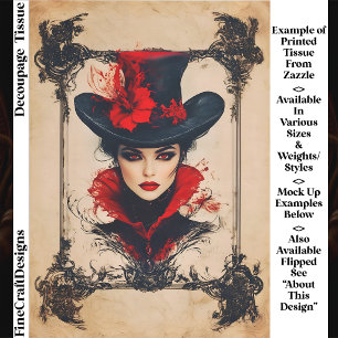 Papier Mousseline Femme Fatale Gothique Vintage Méchant Découpe FH8L