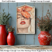 Papier Mousseline Femme & Fleurs, gros plan Portrait CJ2 Découpage