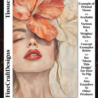 Papier Mousseline Femme & Fleurs, Portrait en Gros Plan CJ2 Découpag