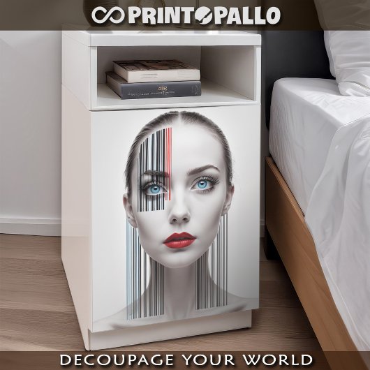 Papier Mousseline Femme futuriste à code-barres