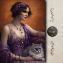 Femme Glamour Violet Découpage Chat