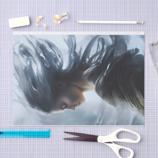 Papier Mousseline Femme Imaginaire rêveuse (Artisanat)