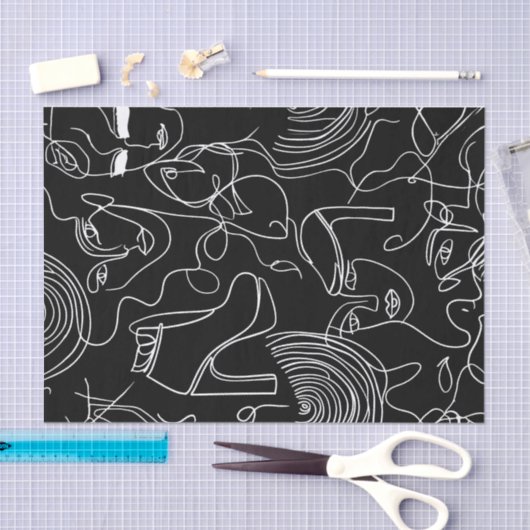 Papier Mousseline Femme moderne, Abstraite de ligne (Artisanat)