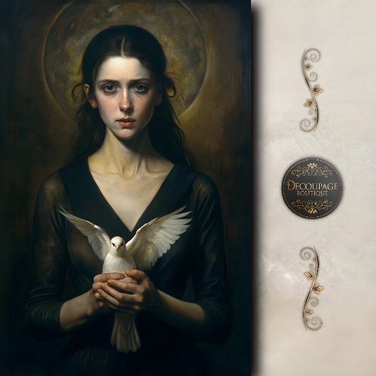 Papier Mousseline Femme mystique avec découpage de colombe