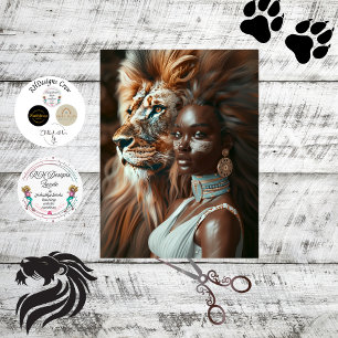 Papier Mousseline Femme noire de la jungle au lion découpage