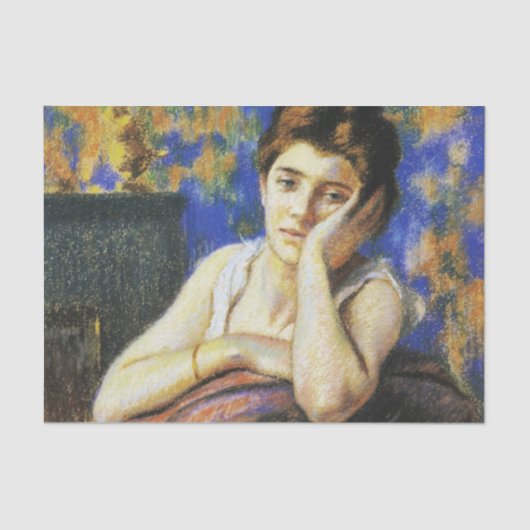 Papier Mousseline Femme penchée sur une chaise (Recto)