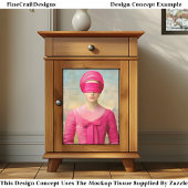 Papier Mousseline Femme pliée, Robe Rose DH8L Découpage