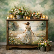Femme Romantique dans un Pré de Fleurs Sauvages Dé