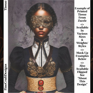 Papier Mousseline Femme Steampunk à peau foncée avec masque EM4R déc
