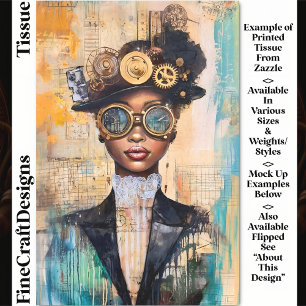 Papier Mousseline Femme Steampunk à peau foncée Collage DK1L Découpa