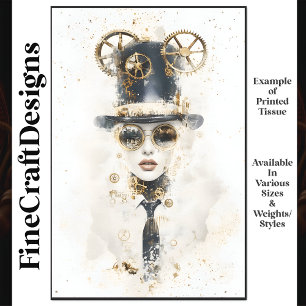 Papier Mousseline Femme Steampunk au chapeau haut-de-forme et lunett