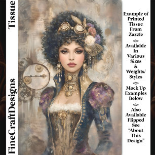 Papier Mousseline Femme Steampunk Glamour DM2L Découpage