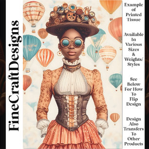 Papier Mousseline Femme Steampunk Peau Mélanisée U1 Découpage