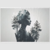 Papier Mousseline Femme surexposée forêt découpe (Recto)