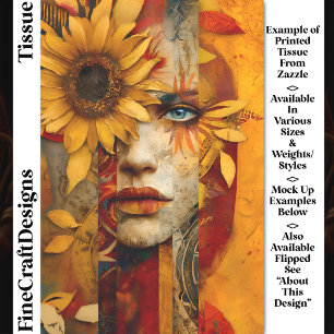 Papier Mousseline Femme surréaliste et collage de tournesol DS7R Déc