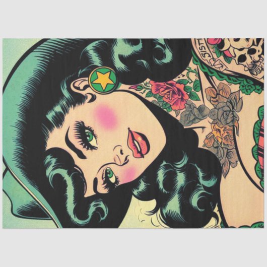 Papier Mousseline Femme tatouée (Recto)