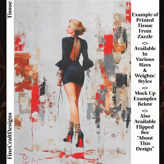 Papier Mousseline Femme urbaine moderne, talons à âme rouge EL3L Déc