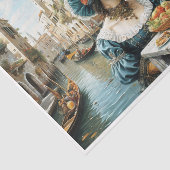 Papier Mousseline Femme vénitienne noble avec canaux de Venise emblé (Détail)