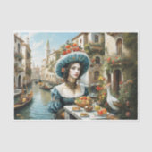 Papier Mousseline Femme vénitienne noble avec canaux de Venise emblé (Recto)