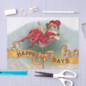 Papier Mousseline Femme victorienne Champagne Rouge Happy (Artisanat)