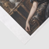 Papier Mousseline Femme victorienne élégante en robe noire sur un ca (Détail)