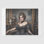 Papier Mousseline Femme victorienne élégante en robe noire sur un ca (Recto)