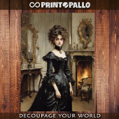 Papier Mousseline Femme victorieuse aristocratique en robe noire