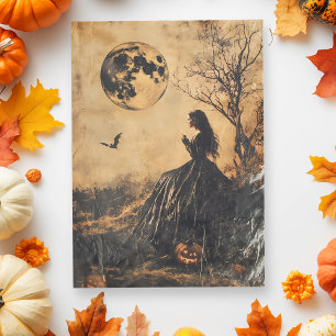 Papier Mousseline Femme Vintage en Découpage de Pleine Lune