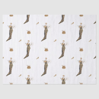 Papier Mousseline Femme vintage en robe d'or + Sacs et chaussures