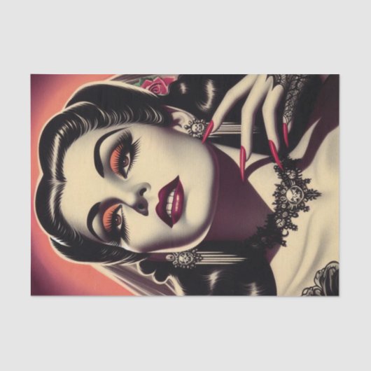 Papier Mousseline Femme vintage Vampire (Recto)