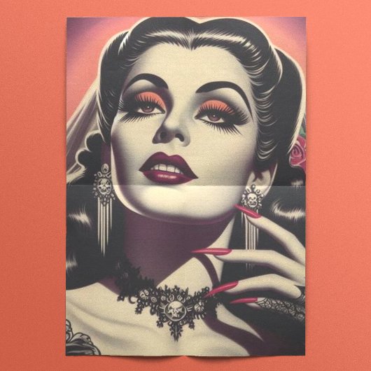 Papier Mousseline Femme vintage Vampire