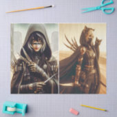 Papier Mousseline Femmes guerrières en noir avec deux images Découpa (Artisanat)