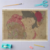 Papier Mousseline Femmes japonaises Avec Chat Blanc Ukiyo Style Art  (Artisanat)