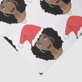 Papier Mousseline Femmes noires, chapeaux de Noël rouges (Détail)