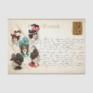 Papier Mousseline Femmes vintages portant des Casquettes avec écritu