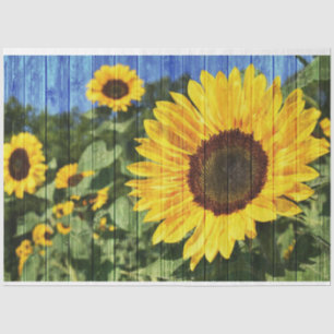Papier Mousseline Fence painted de Sunflowers