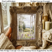 Papier Mousseline Fenêtre d'été & Lavande & Arbres A7 Découpage