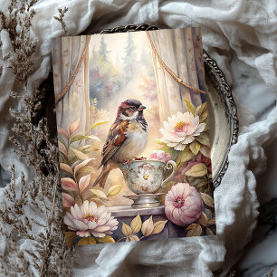 Papier Mousseline Fenêtre d'été Shabby avec des pivoines roses
