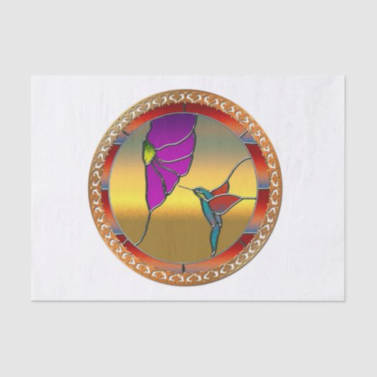 Papier Mousseline Fenêtre en verre tendu Turquoise Colibri (Recto)