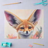 Papier Mousseline Fennec Fox Floral Art (Artisanat)