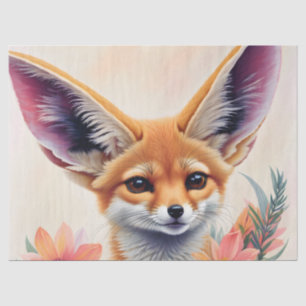 Papier Mousseline Fennec Fox Floral Art