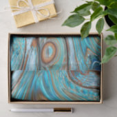 Papier Mousseline ferme bleu turquoise Tourbillons turquoise à grain (Cadeau)