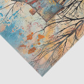 PAPIER MOUSSELINE FERME BLEUE SHABBY DANS DÉCOUPAGE D'AUTOMNE (Détail)