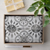 Papier Mousseline Ferme Carrelage rustique noir et blanc (Cadeau)