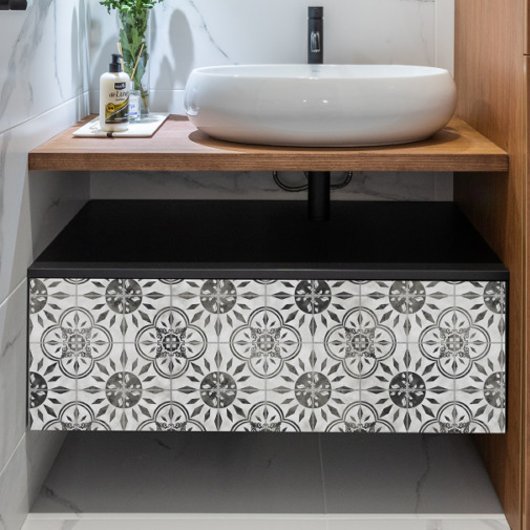 Papier Mousseline Ferme Carrelage rustique noir et blanc